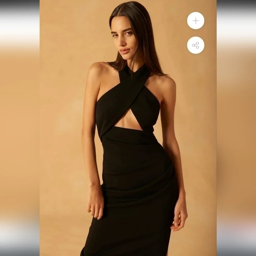 Revolve MISHA Atta Cutout Crepe Gown in black size 2 - Picture 8 of 11